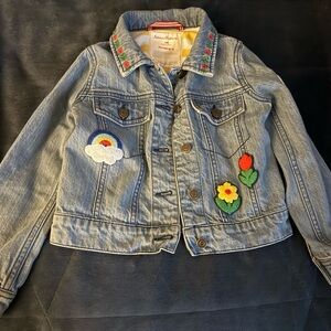 Hanna Andersson Blue Denim Jacket with Colorful Embroidery